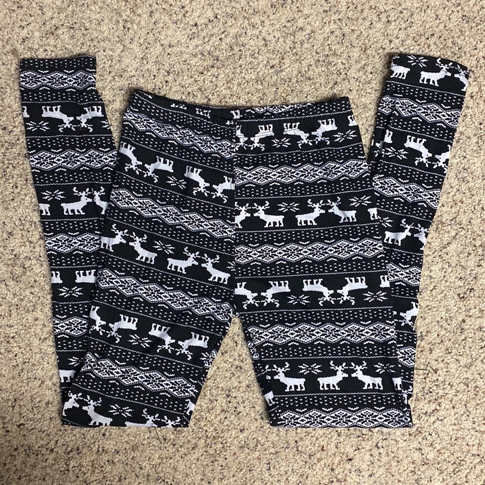 Black & White Reindeer Leggings